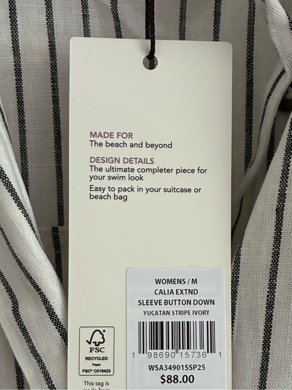 Calia Swim Coverup Dress Yucatan Stripe Ivory Linen Blend Button Down NWT Medium - Picture 12 of 15